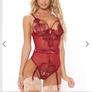 Red lace bodysuit lingerie new with tags!!